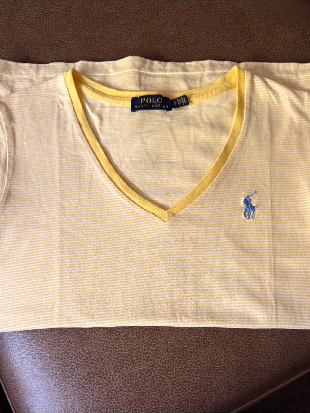 Ralph Lauren Yellow Striped Tee with Navy Label